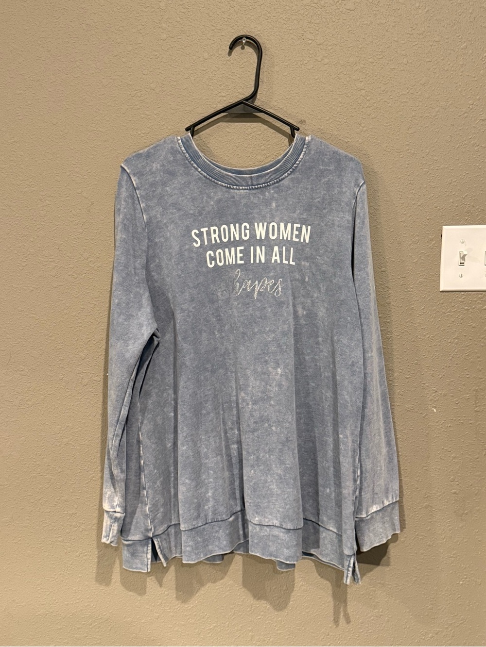 Lane Bryant Washed Light Blue Long Sleeve Graphic Sweatshirt